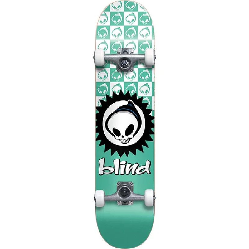 Blind Teal Checkered Reaper Youth First Push 7.37 Skateboard