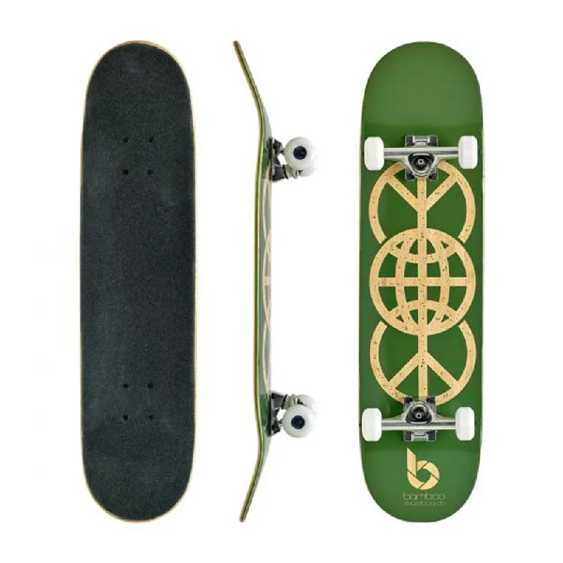 Green World Peace Graphic Bamboo Skateboard