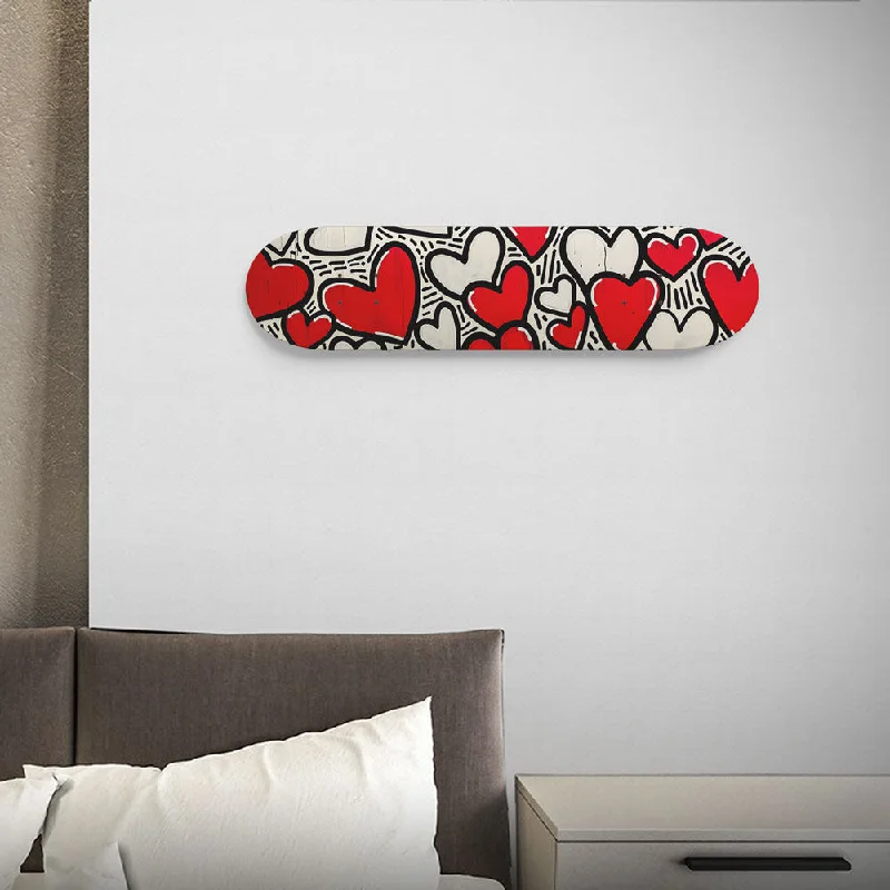 Red and White Hearts Wall Art or 8.25" Skateboard