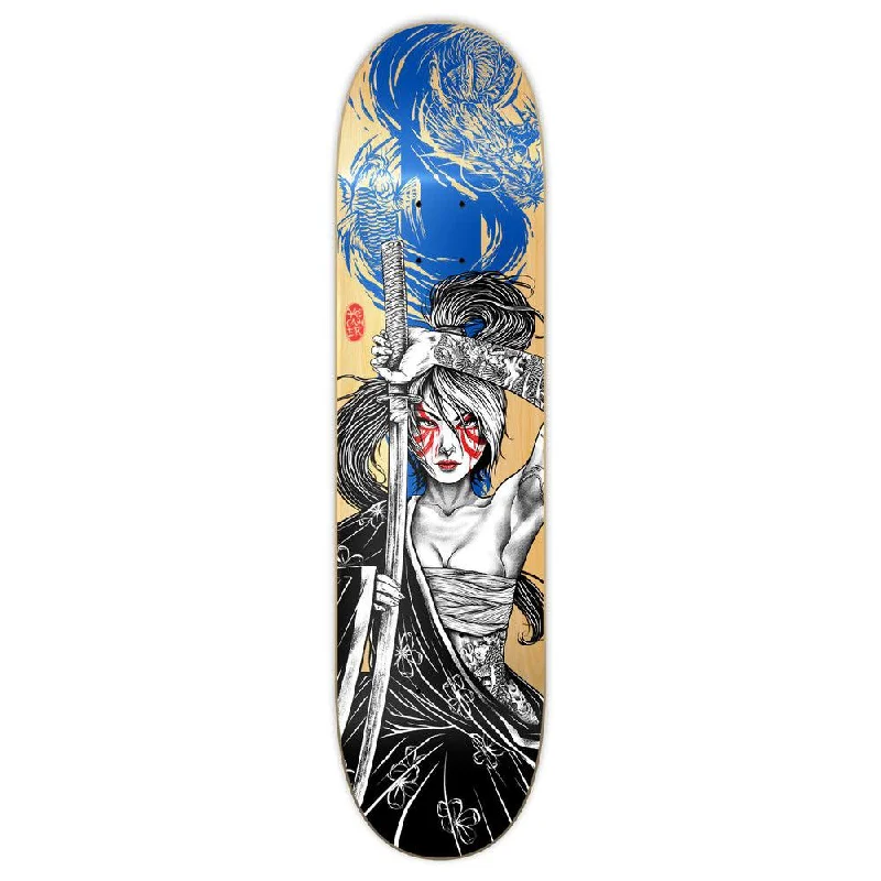 Yocaher Graphic Skateboard Deck  - Samurai Series - Girl Samurai Blue Dragon