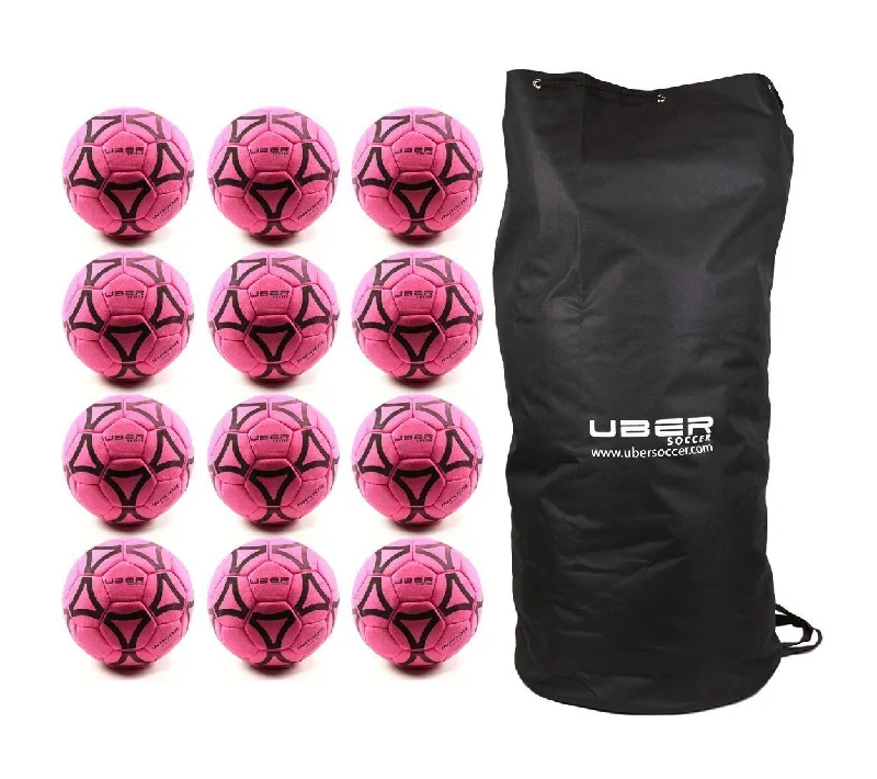 Uber Soccer Indoor Felt Soccer Ball - Neon Pink - Bundle - 12 Balls