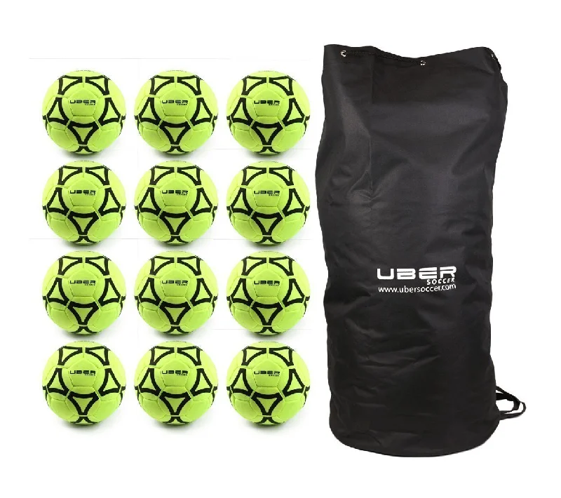 Uber Soccer Indoor Felt Soccer Ball - Neon Yellow - Bundle - 12 Balls