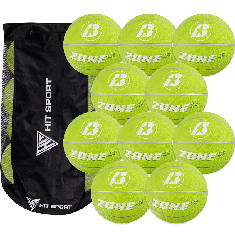 - Basketballs with anti-shock technology-  Baden Zone Basketballs (10 Pack with Carry Bag) | Size 3