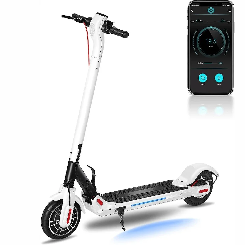 Electric Kick Scooter for Adults Commuting with Dual Braking System, 16/18 Miles Range, White