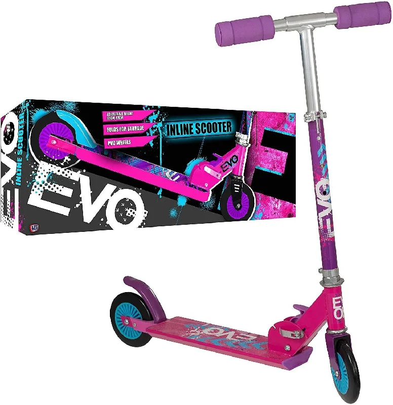 EVO Folding Inline Kids 2-Wheel Scooter - Pink