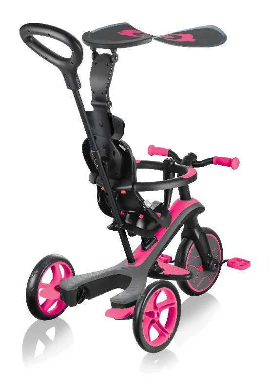 Globber Trike Explorer Fuchsia Pink All-In-One Kids Tricycle and Balance Bike