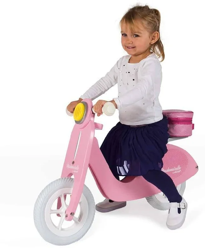 Janod - Mademoiselle Pink Wooden Retro Scooter Balance Bike