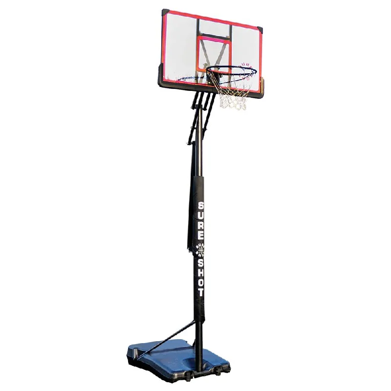 - Basketballs with enhanced grip texture-  Sure Shot Easijust Basketball Hoop with Acrylic Backboard