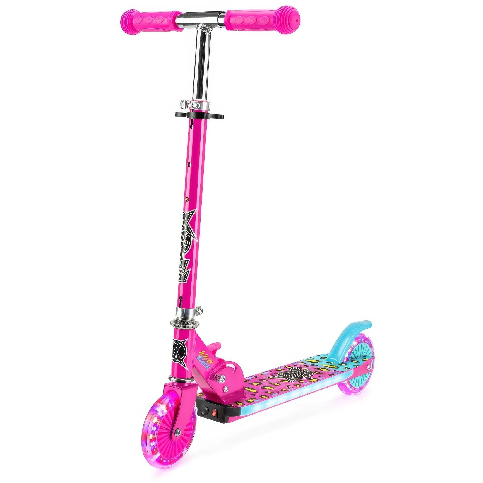 Xootz Wild Rider - Pink Leopard Light Up LED Scooter